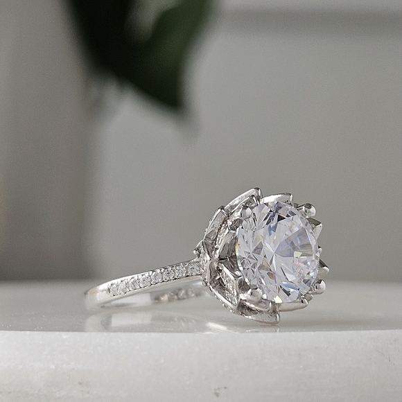 Vintage Style Floral ring, 925 Sterling Silver Charmed Aroma Flower Collection - Picture 4 of 10